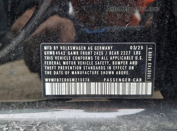 WVWFB7CD0SW213378 2025 VOLKSWAGEN GOLF Black VIN կոդի պիտակի տեսք