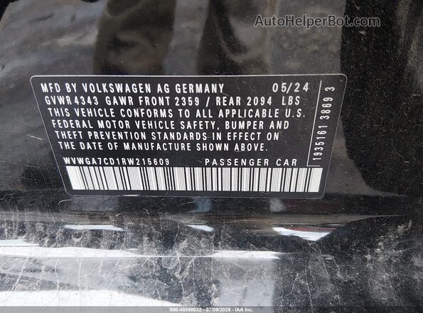 WVWGA7CD1RW215609 2024 VOLKSWAGEN GOLF Black Widok komory silnika