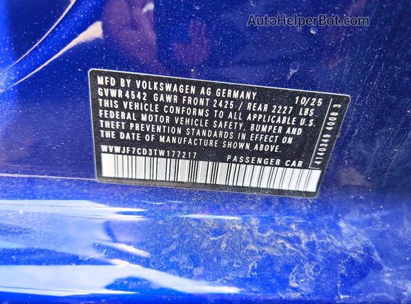 WVWJF7CD3TW177217 2026 VOLKSWAGEN GOLF Blue Engine compartment view