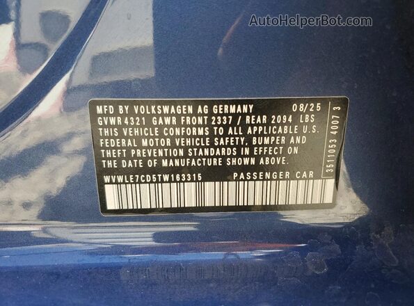 WVWLE7CD5TW163315 2026 VOLKSWAGEN GTI Blue Widok komory silnika