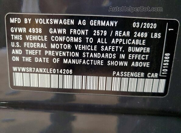 WVWSR7ANXLE014206 2020 VOLKSWAGEN ARTEON Black Widok komory silnika