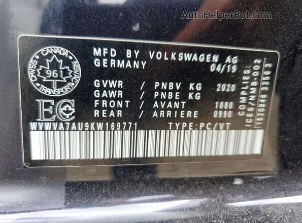 WVWVA7AU9KW169771 2019 VOLKSWAGEN GOLF Black Engine compartment view