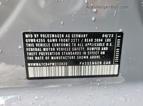 WVWWA7CD4PW212020 2023 VOLKSWAGEN GTI Gray Вид наклейки з VIN-кодом