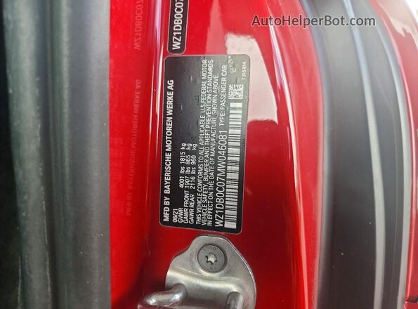 WZ1DB0C07MW046081 2021 TOYOTA GR Red VIN կոդի պիտակի տեսք