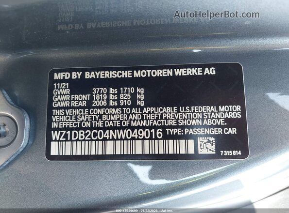 WZ1DB2C04NW049016 2022 TOYOTA GR SUPRA Gray Widok komory silnika