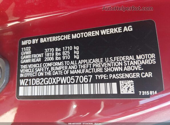 WZ1DB2G0XPW057067 2023 TOYOTA GR SUPRA Red Engine compartment view