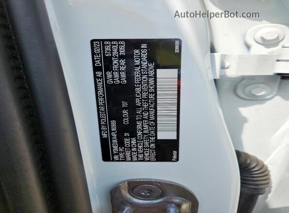 YSMED3KA4PL160669 2023 POLESTAR 2 White Widok naklejki z numerem VIN