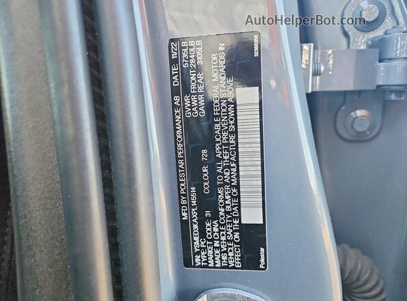 YSMED3KAXPL145514 2023 POLESTAR 2 Gray VIN sticker view
