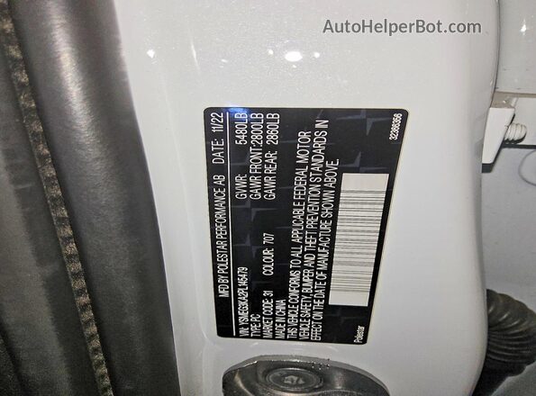 YSMEG3KA2PL145479 2023 POLESTAR 2 White Vista del compartimento del motor