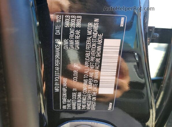 YSMEG3KA8PL146460 2023 POLESTAR 2 Black Engine compartment view