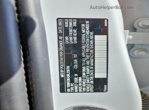 YSMFE3KA3RL238766 2024 POLESTAR 2 White Вид підкапотного простору