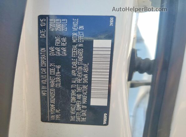 YV126MFJ0G2402530 2016 VOLVO S60 White Engine compartment view