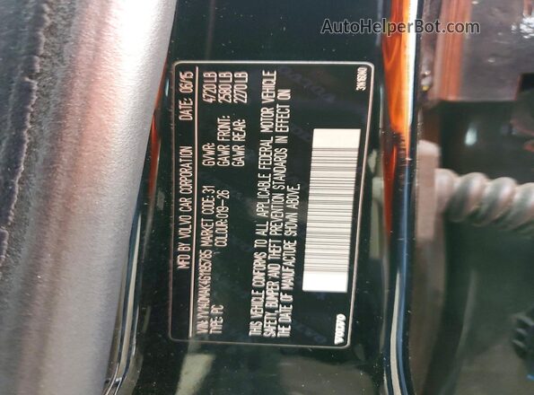 YV140MAK4G1195785 2016 VOLVO S80 Black VIN კოდის სტიკერის ხედი