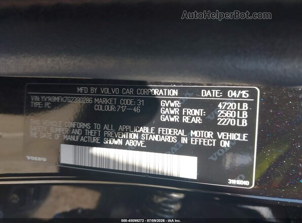YV149MFK7G2390286 2016 VOLVO S60 Black Вид підкапотного простору
