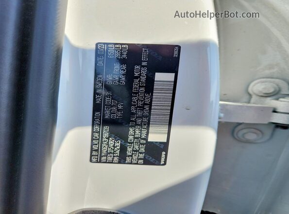 YV4062PA3P1987039 2023 VOLVO XC90 White Вид наклейки з VIN-кодом