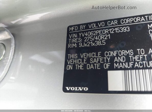 YV4062PE0R1215393 2024 VOLVO XC90 Silver ძრავის განყოფილების ხედი