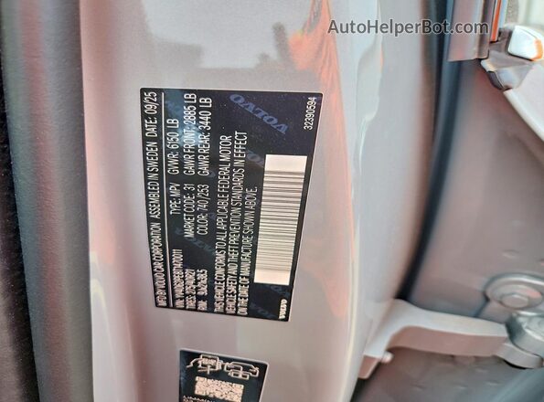 YV4062PE8T1470011 2026 VOLVO XC90 Gray VIN sticker view