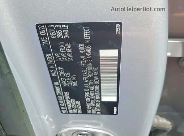 YV4062PN2P1907829 2023 VOLVO XC90 Silver Vista de la etiqueta del VIN