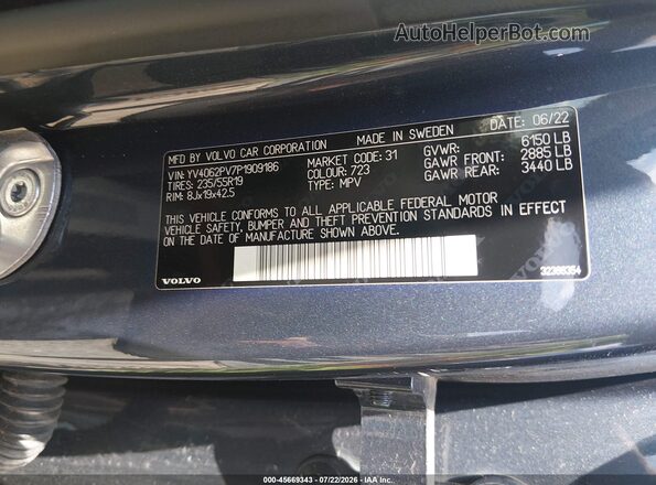 YV4062PV7P1909186 2023 VOLVO XC90 Blue Շարժիչի բաժամունքի տեսք