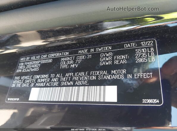 YV4062RX6P1300590 2023 VOLVO XC60 Black ძრავის განყოფილების ხედი