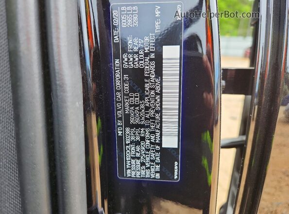 YV4102CK2L1602388 2020 VOLVO XC90 Black VIN კოდის სტიკერის ხედი