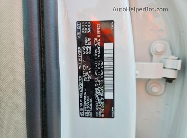 YV4102PK7N1804348 2022 VOLVO XC90 White VIN sticker view