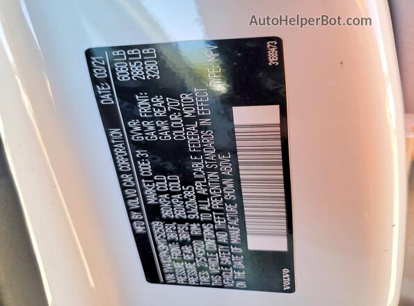 YV4102PK9M1752509 2021 VOLVO XC90 White Widok komory silnika