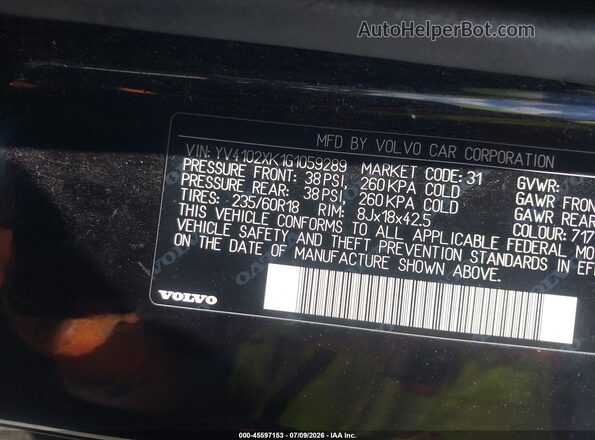 YV4102XK1G1059289 2016 VOLVO XC90 Black Вид підкапотного простору