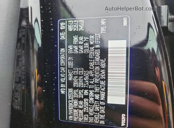 YV4162UK3L2255306 2020 VOLVO XC40 Black VIN կոդի պիտակի տեսք