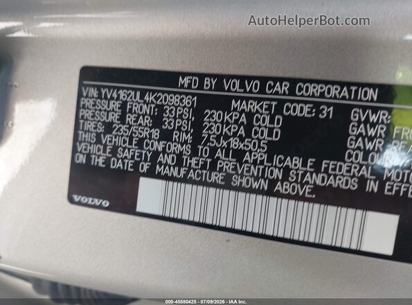 YV4162UL4K2098361 2019 VOLVO XC40 Silver Engine compartment view