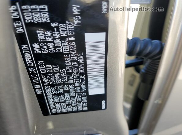 YV440MBK8G1269226 2016 VOLVO XC70 Tan Widok naklejki z numerem VIN