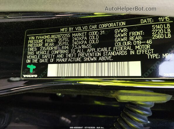 YV440MDJ8G2872255 2016 VOLVO XC60 Black Widok komory silnika