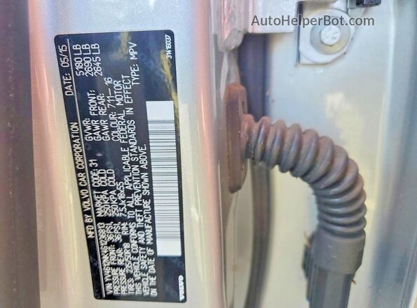 YV4612NK4G1236813 2016 VOLVO XC70 Silver VIN კოდის სტიკერის ხედი
