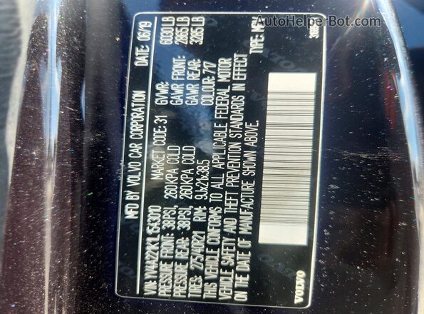 YV4A221K1L1543010 2020 VOLVO XC90 Черный Вид наклейки с VIN-кодом
