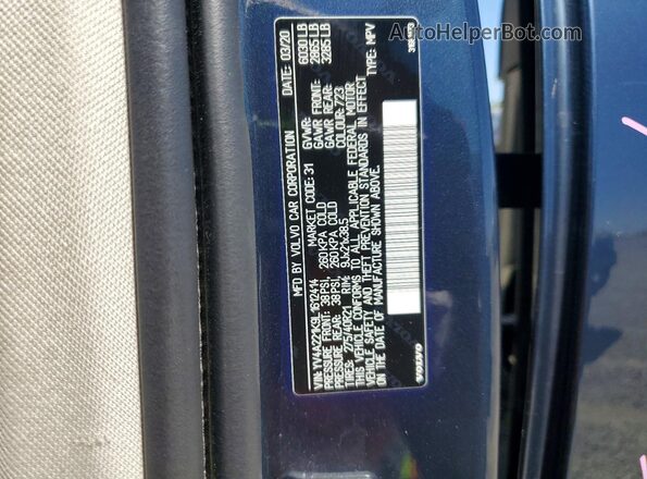 YV4A221K9L1612414 2020 VOLVO XC90 Blue VIN կոդի պիտակի տեսք