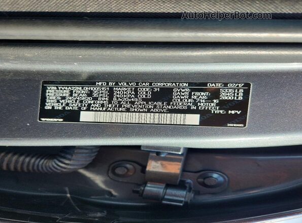 YV4A22NL0H1005151 2017 VOLVO V90 Gray Շարժիչի բաժամունքի տեսք