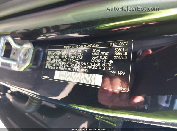 YV4A22PK6J1325813 2018 VOLVO XC90 Черный Вид подкапотного пространства