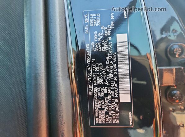 YV4A22PKXG1029363 2016 VOLVO XC90 Black Vista de la etiqueta del VIN