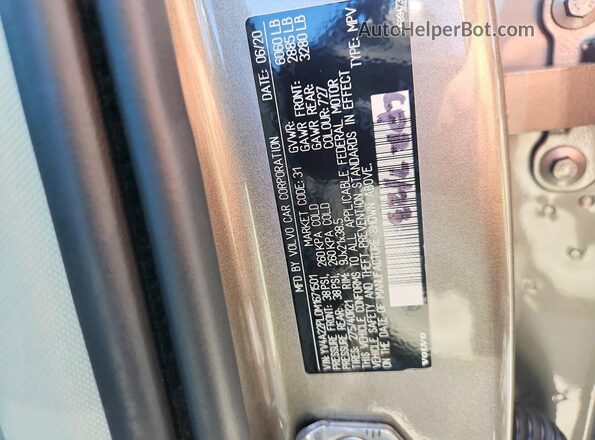 YV4A22PL0M1671501 2021 VOLVO XC90 Золотой Вид наклейки с VIN-кодом