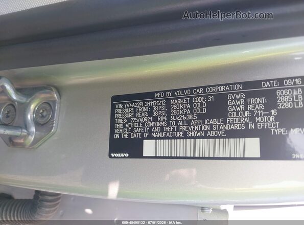 YV4A22PL3H1131212 2017 VOLVO XC90 Silver Engine compartment view
