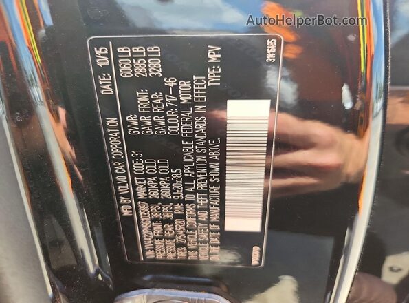 YV4A22PM9G1035897 2016 VOLVO XC90 Black Widok naklejki z numerem VIN