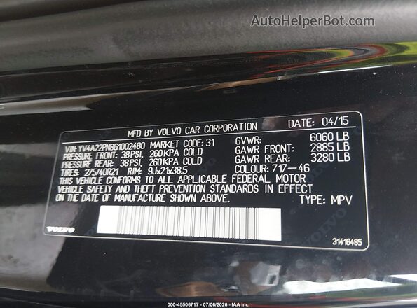 YV4A22PN8G1002480 2016 VOLVO XC90 Black Engine compartment view