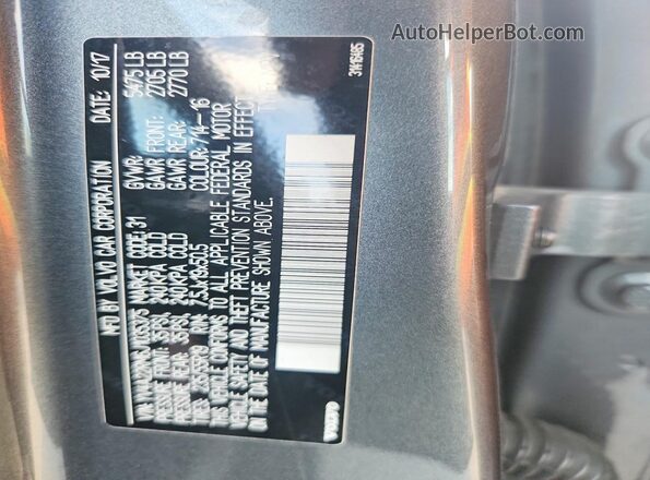 YV4A22RM6J1035375 2018 VOLVO XC60 Gray Vista interior de 360 grados