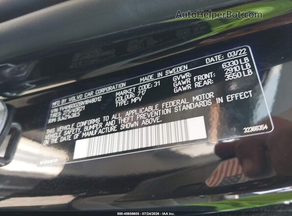 YV4H600Z6N1848012 2022 VOLVO XC90 RECHARGE PLUG-IN HYBRID Black Vista del compartimento del motor