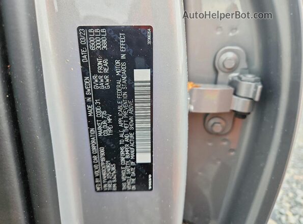 YV4H60CX7P1979060 2023 VOLVO XC90 Silver VIN კოდის სტიკერის ხედი