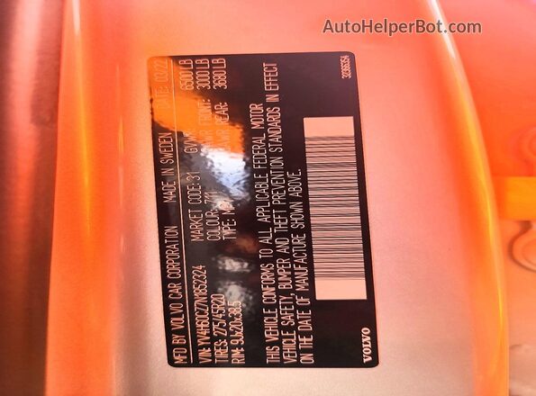 YV4H60CZ7N1852324 2022 VOLVO XC90 Silver Widok wnętrza 360 stopni