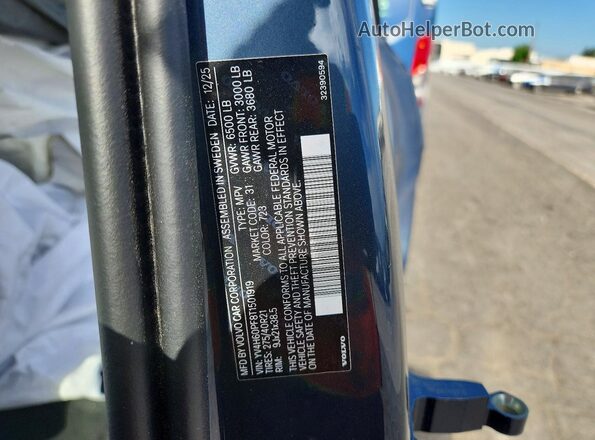 YV4H60PF8T1501919 2026 VOLVO XC90 Синий Вид наклейки с VIN-кодом