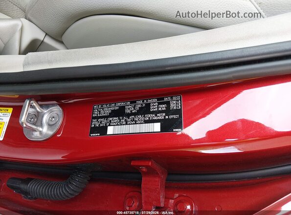 YV4L12DK4N1051291 2022 VOLVO XC60 Red ძრავის განყოფილების ხედი