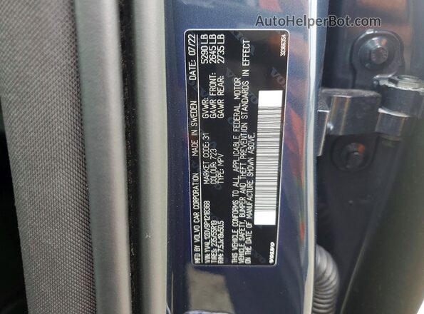 YV4L12DV9P1218368 2023 VOLVO XC60 Blue Вид наклейки з VIN-кодом