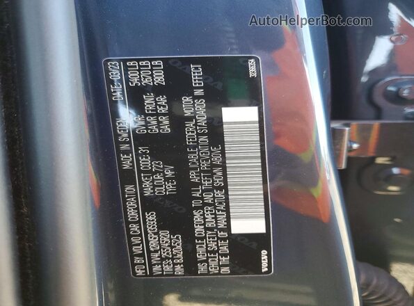 YV4L12RN5P1359365 2023 VOLVO XC60 Blue VIN sticker view